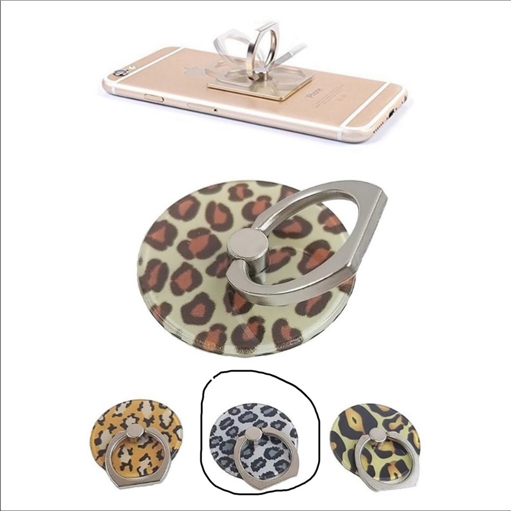 🖤Grey/black animal print phone ring kickstand🖤